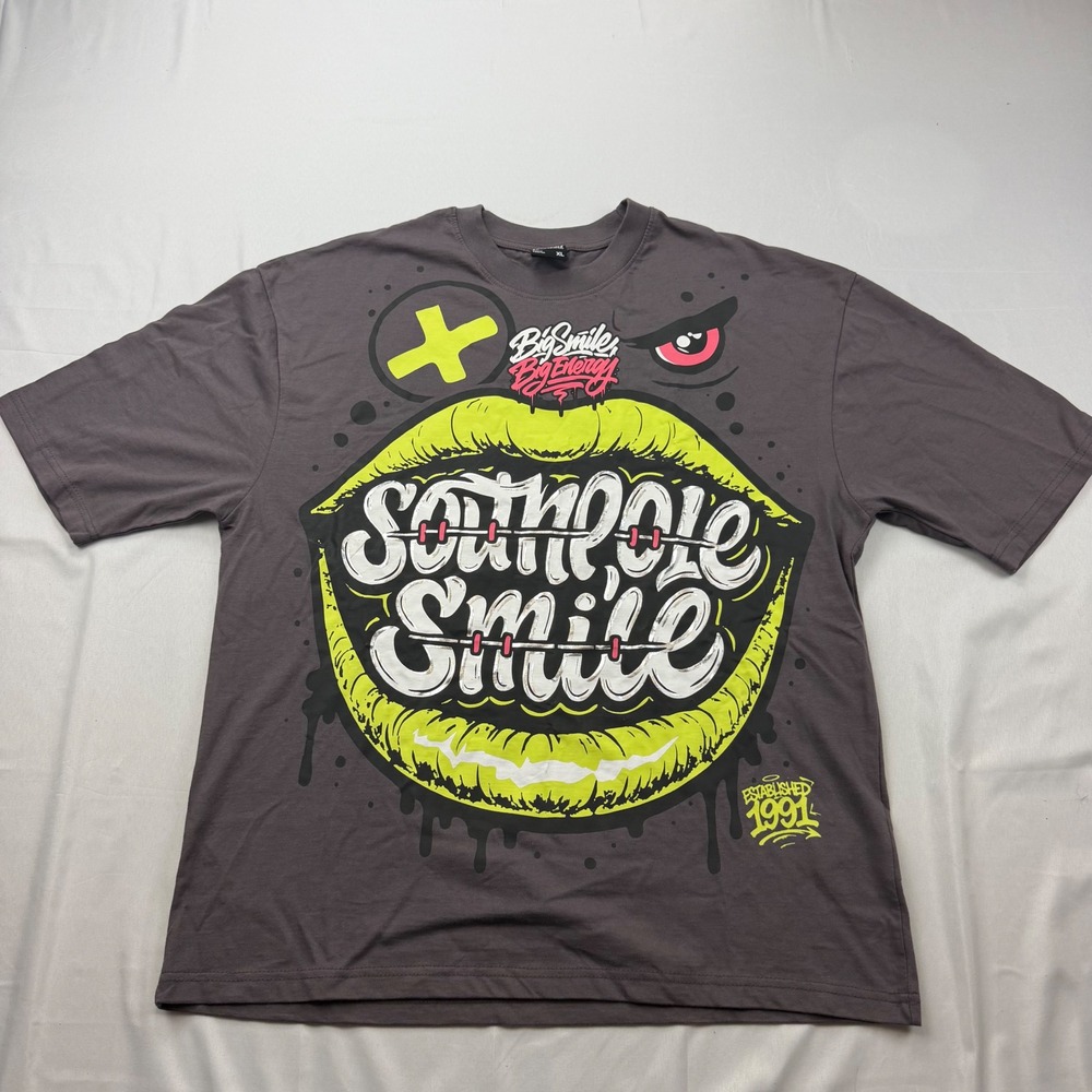Southpole Graphic Tee Men XL Gray Southpole Smile Bigβ Energy Cotton Shirt